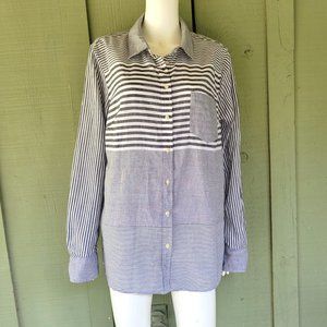 NWT MERONA Gray Striped Cotton Shirt XXL